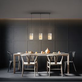 Pendule, Lustre suspendate - Lustra cu 3 pendule metal negru, sidef alb Nakar