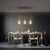 Lustra cu 3 pendule metal negru, sidef alb Nakar