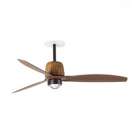 Lustre cu ventilator - Lustra LED cu Ventilator incastrat tavan cu telecomanda WEAVER M Black/walnut