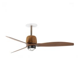 Lustre cu ventilator - Lustra LED cu Ventilator incastrat tavan cu telecomanda WEAVER M Old gold/walnut