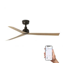 Lustre cu ventilator - Ventilator tavan de exterior smart sistem TUYA si telecomanda IP44 MARINE M maro/stejar