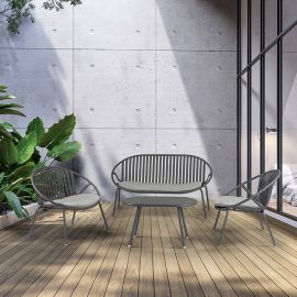 Mobilier terasa - Set mobilier de exterior din 4 piese Saori gri inchis