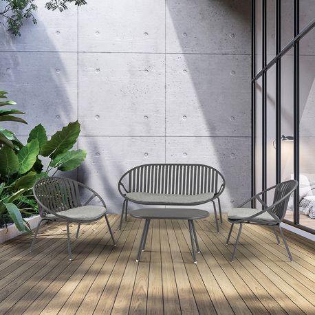 Mobilier terasa - Set mobilier de exterior din 4 piese Saori gri inchis