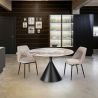 Masa rotunda metal negru/ portelan cu efect de marmura Panda 120cm
