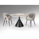 Mese dining - Masa rotunda metal negru/ portelan cu efect de marmura Panda 120cm