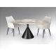 Mese dining - Masa rotunda metal negru/ portelan cu efect de marmura Panda 120cm