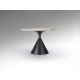 Mese dining - Masa rotunda metal negru/ portelan cu efect de marmura Panda 120cm