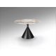 Mese dining - Masa rotunda metal negru/ portelan cu efect de marmura Panda 120cm