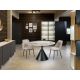 Mese dining - Masa rotunda metal negru/ portelan cu efect de marmura Panda 120cm
