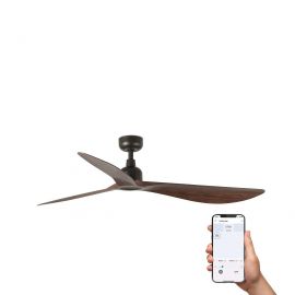 Lustre cu ventilator - Ventilator tavan de exterior smart sistem TUYA si telecomanda IP44 OUTWOOD L maro/nuc
