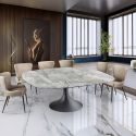 Masa extensibila metal negru/ portelan cu efect de marmura Alina 116-190x190cm