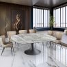 Masa extensibila metal negru/ portelan cu efect de marmura Alina 116-190x190cm