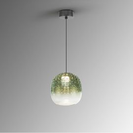 Pendule, Lustre suspendate - Lustra, Pendul LED modern sticla verde Mares 17cm