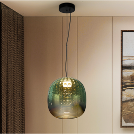 Pendule, Lustre suspendate - Lustra, Pendul LED modern sticla verde Mares 23cm