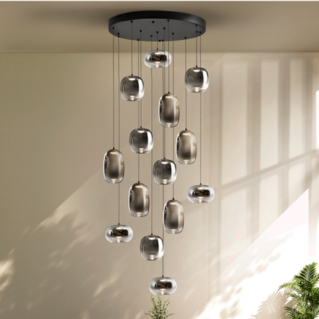 Corpuri de iluminat Lustre pentru casa scarii - Lustra cu 14 pendule LED cu telecomanda Onice 14L