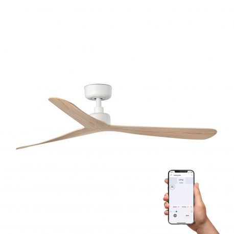 Lustre cu ventilator - Ventilator tavan smart sistem TUYA si telecomanda ROCKER M alb/frasin