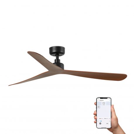 Lustre cu ventilator - Ventilator tavan smart sistem TUYA si telecomanda ROCKER M negru/nuc