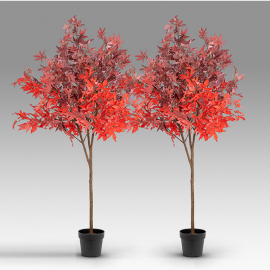 Set de 2 plante artificiale, Artar rosu H-147cm