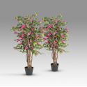 Set de 2 plante artificiale, Bougainvillea roz H-120cm