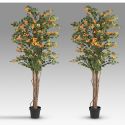 Set de 2 plante artificiale, Bougainvillea portocaliu H-180cm