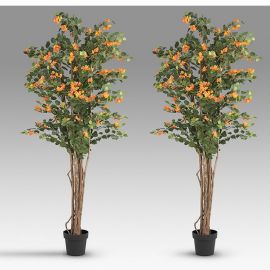 Aranjamente florale LUX - Set de 2 plante artificiale, Bougainvillea portocaliu H-180cm