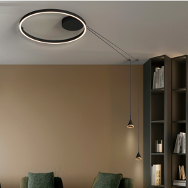 Pendule, Lustre suspendate - Lustra aplicata tavan cu 2 pendule cu cablu Conic