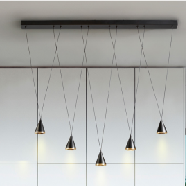 Pendule, Lustre suspendate - Lustra liniara cu 5 pendule suspendate LED Conic
