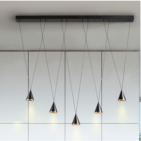 Pendule, Lustre suspendate - Lustra liniara cu 5 pendule suspendate LED Conic