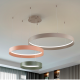 Pendule, Lustre suspendate - Lustra cu 3 inele colorate LED CCT si telecomanda Halos