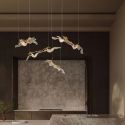 Lustra liniara cu pendule LED otel auriu si sticla transparenta AVESA
