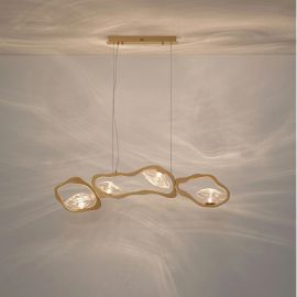 Lustra LED otel auriu si sticla DENISE