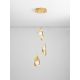 Pendule, Lustre suspendate - Lustra cu 3 pendule LED otel auriu si sticla MALORY