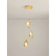 Pendule, Lustre suspendate - Lustra cu 3 pendule LED otel auriu si sticla MALORY