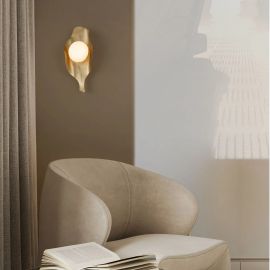 Aplice, corpuri de iluminat pentru pereti - Aplica LED otel auriu si sticla MALORY