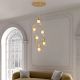 Pendule, Lustre suspendate - Lustra cu 6 pendule LED otel auriu si sticla MALORY
