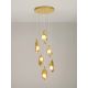 Pendule, Lustre suspendate - Lustra cu 6 pendule LED otel auriu si sticla MALORY
