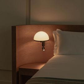 Aplice, corpuri de iluminat pentru pereti - Aplica de perete neagra cu reader LED DOME