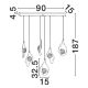 Pendule, Lustre suspendate - Lustra liniara cu 6 pendule LED otel auriu si sticla MALORY