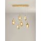 Pendule, Lustre suspendate - Lustra liniara cu 6 pendule LED otel auriu si sticla MALORY