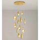 Corpuri de iluminat Lustre pentru casa scarii - Lustra casa scarii cu 12 pendule LED otel auriu si sticla MALORY