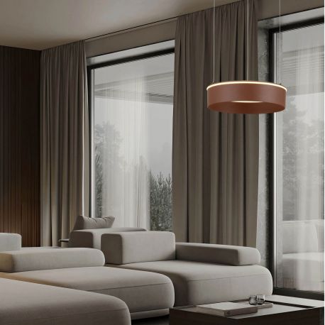 Pendule, Lustre suspendate - Lustra LED design circular OLIVIA maro inchis D-40cm