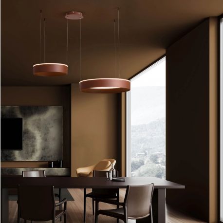 Pendule, Lustre suspendate - Lustra LED design circular OLIVIA maro inchis