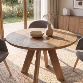 Mese dining - Masa rotunda din lemn masiv de mango ART WOOD 100cm