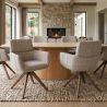 Set de 2 scaune pivotante, Lemn de nuc, Material texturat bej-taupe, UNIQUE