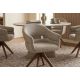 Scaune - Scaun pivotant, Lemn de nuc, Material texturat bej-taupe, ORGANIKO