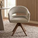Scaun pivotant, Lemn de nuc, Material texturat bej-taupe, ORGANIKO
