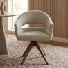 Scaun pivotant, Lemn de nuc, Material texturat bej-taupe, ORGANIKO