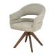 Scaune - Scaun pivotant, Lemn de nuc, Material texturat bej-taupe, ORGANIKO