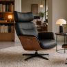 Fotoliu pivotant, functie relax, piele sintetica si furnir de nuc VOGUE
