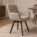 Set de 2 scaune pivotante, Lemn de stejar, textil boucle taupe BALTIC